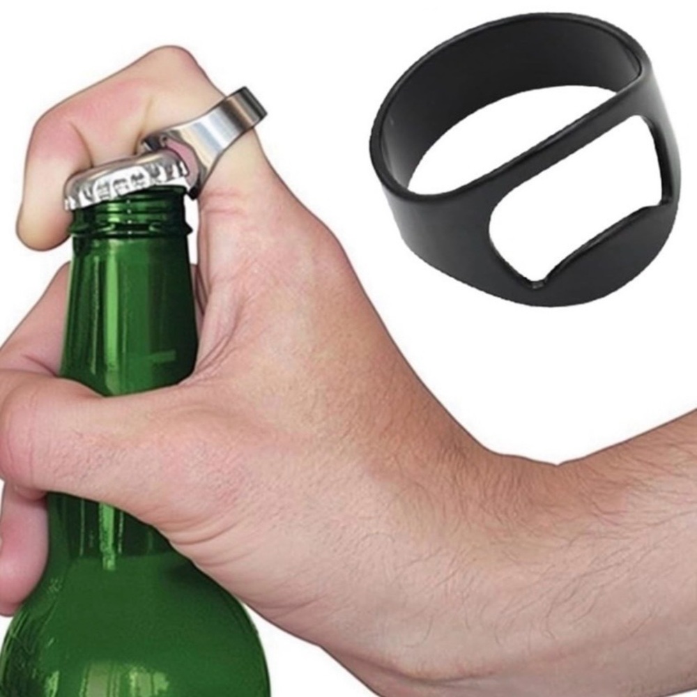 💞 New Black Metal One Size Bottle Opener Ring